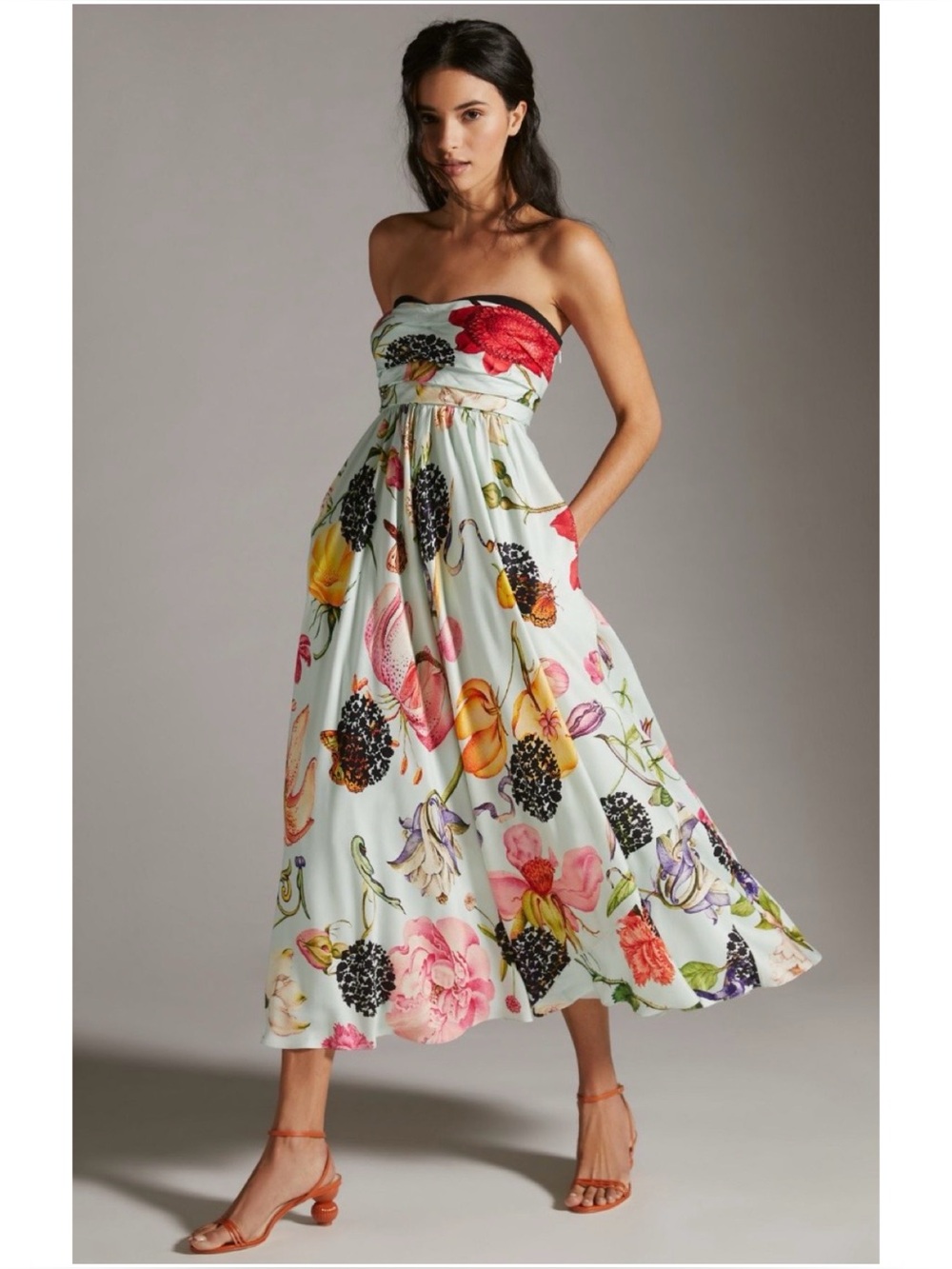 NWOT Anthropologie Geisha Designs Strapless Floral Maxi Dress  **Size 4
